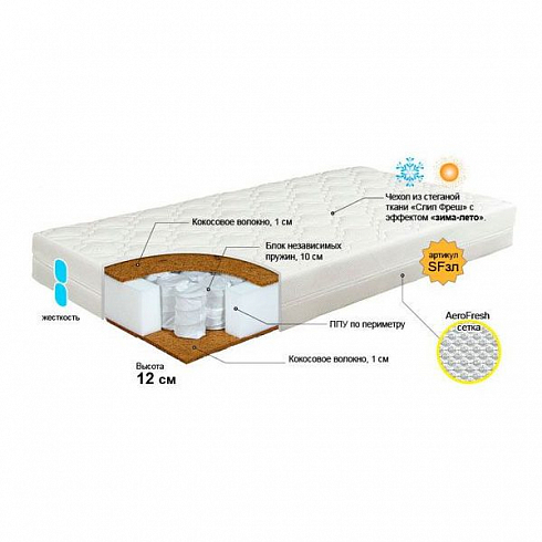 Матрас Бомбус (чехол БК/кокос 1см/пруж/кокос 1см)